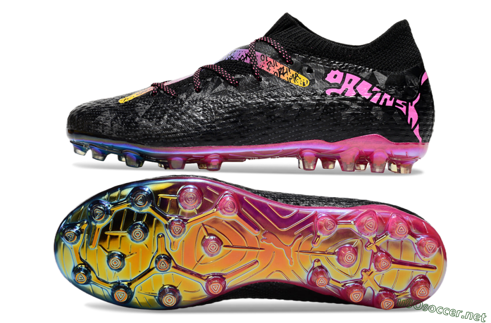 Men's Puma Future Ultimate MG Football Boots - Black/Pink/Yellow 1