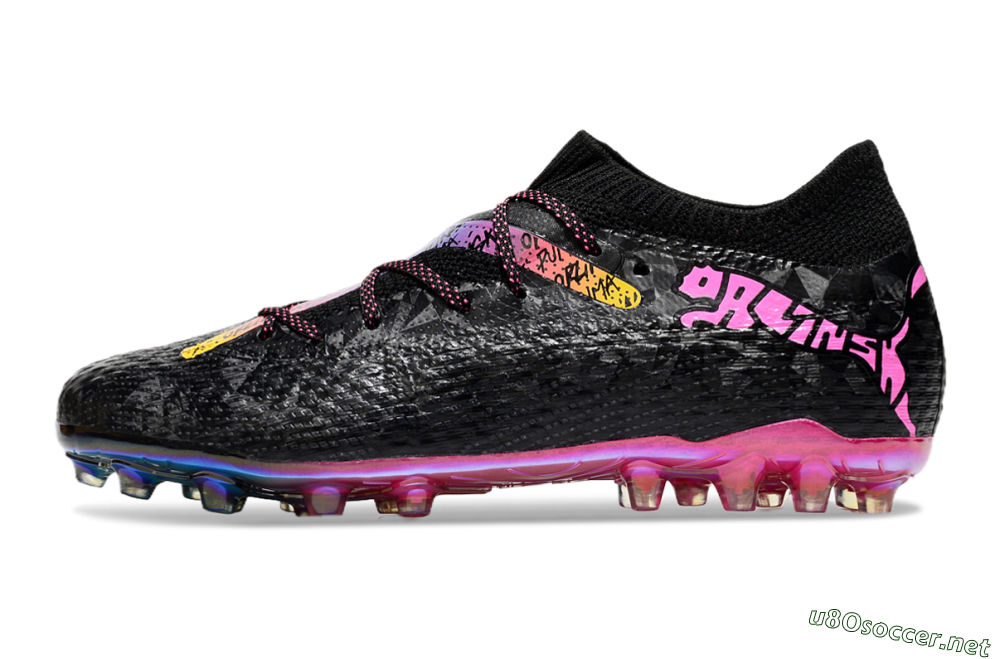 Men's Puma Future Ultimate MG Football Boots - Black/Pink/Yellow 0