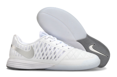 Men's Nike Lunar Gato 2 IC Football Shoes - White/Silver