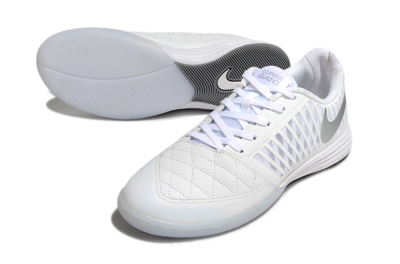 Men's Nike Lunar Gato 2 IC Football Shoes - White/Silver