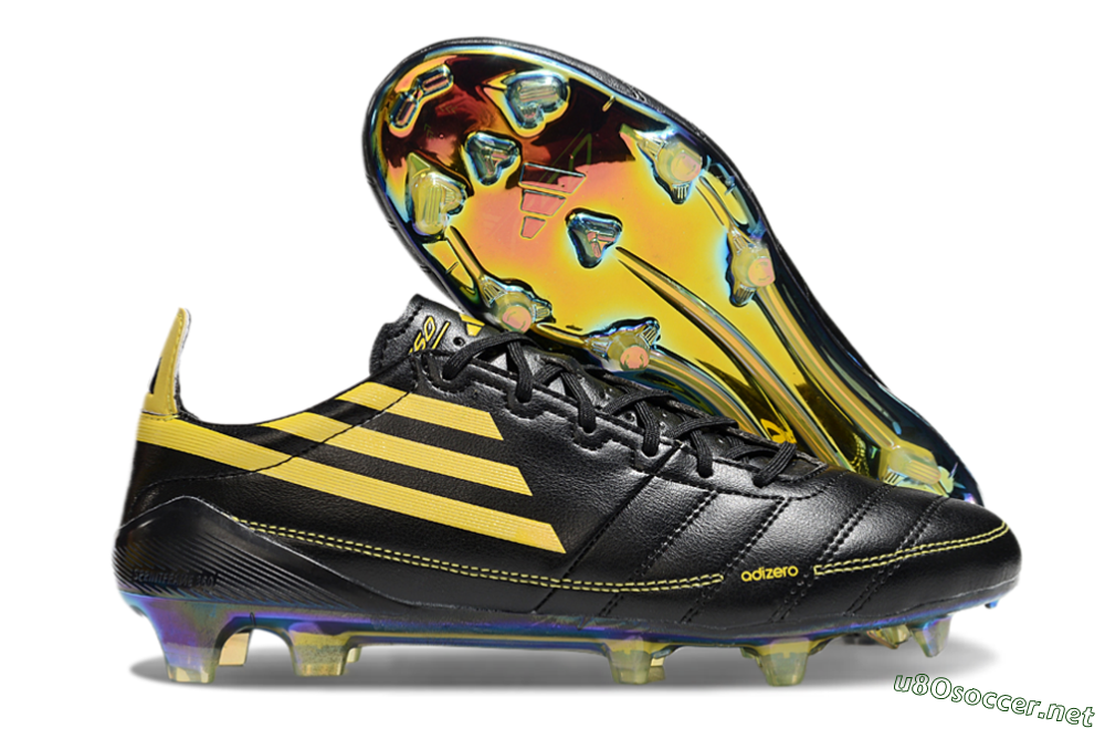 Men's Adidas F50 Adizero Elite FG Football Boots - Black/Yellow/Gold 2