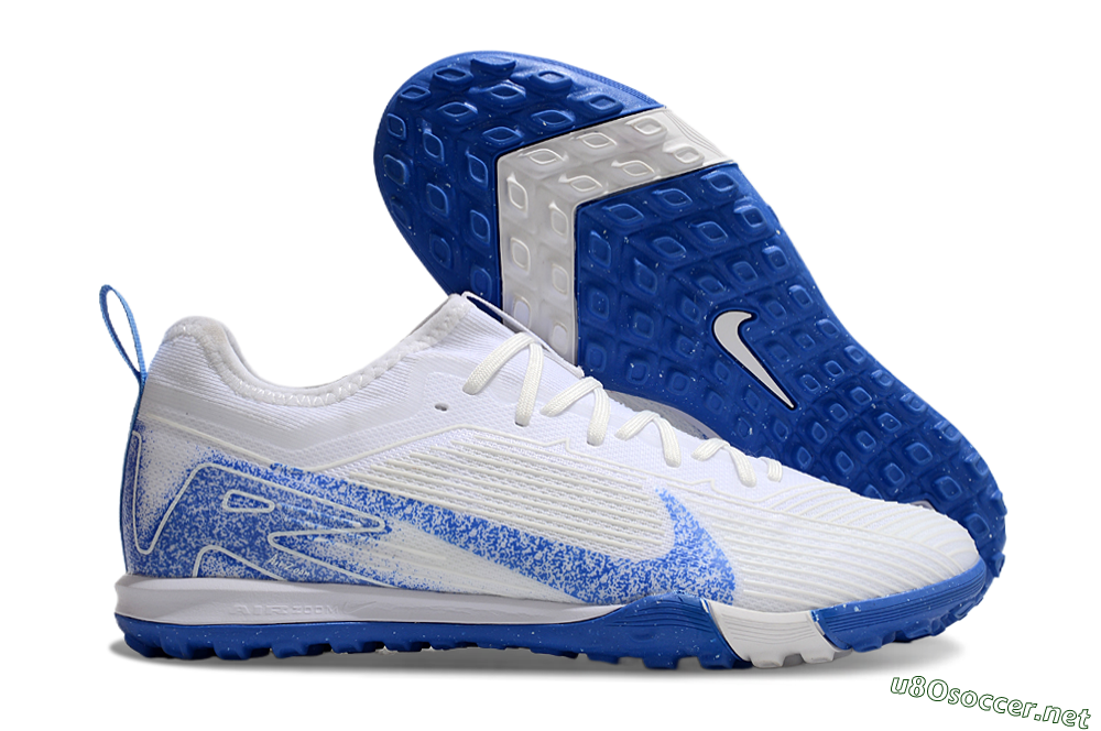 Unisex Nike Air Zoom Mercurial Vapor 16 Pro TF Football Shoes - White/Blue 2