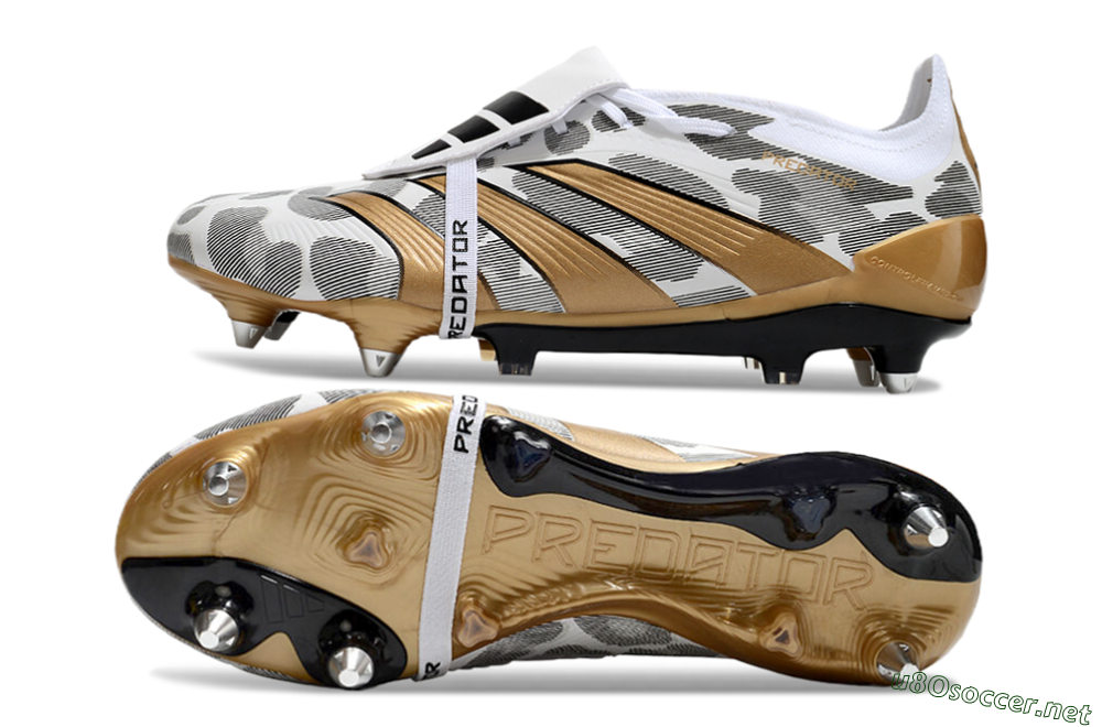 Men's Adidas Predator Elite Foldover Tongue SG Football Boots - White/Black/Gold 1