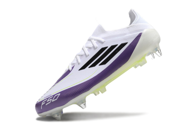 Men's Messi x Adidas F50 Elite SG Football Boots - White/Black/Purple