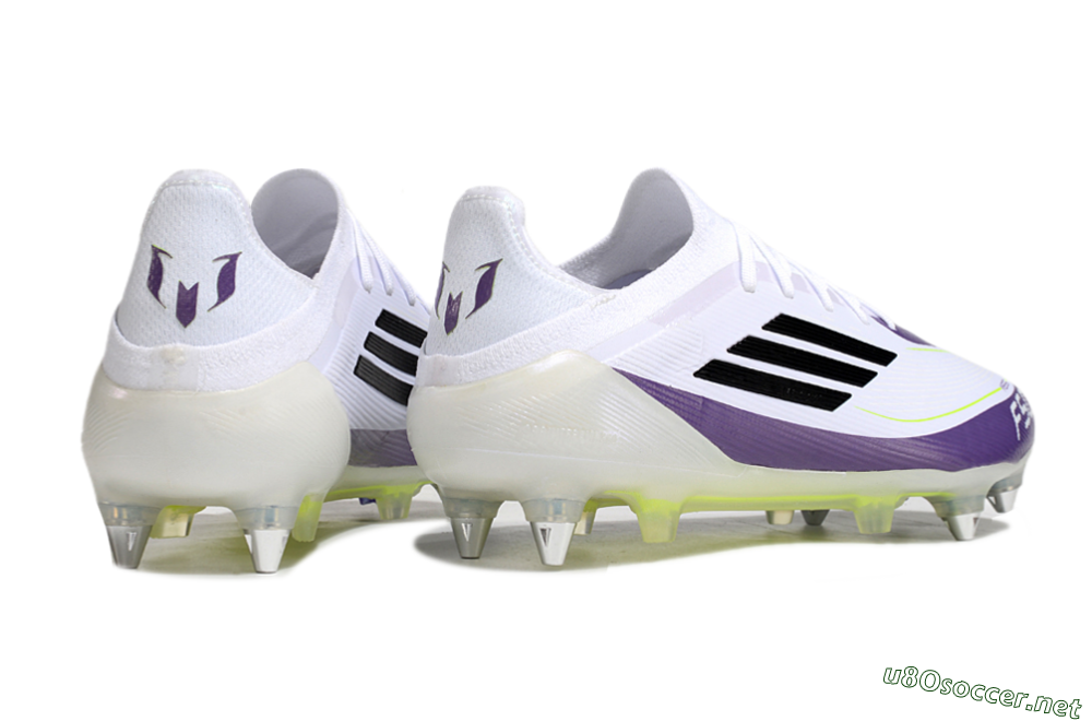 Men's Messi x Adidas F50 Elite SG Football Boots - White/Black/Purple 6