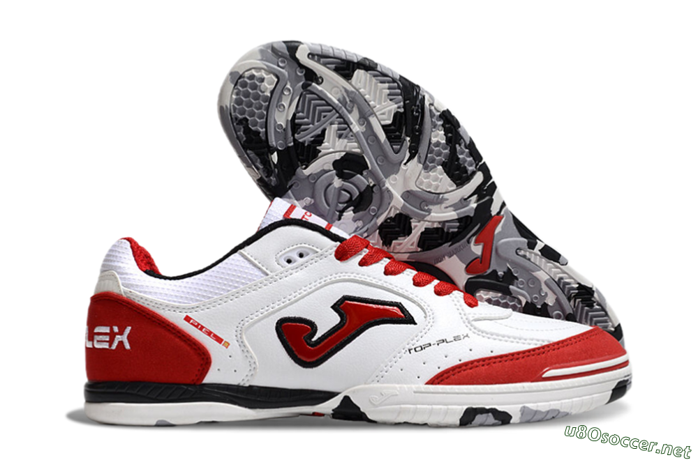 Men's Joma Top Flex IC Football Shoes - White/Red/Black 2