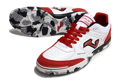 Men's Joma Top Flex IC Football Shoes - White/Red/Black