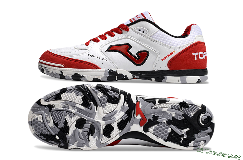 Men's Joma Top Flex IC Football Shoes - White/Red/Black 1