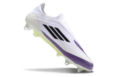 Men's Messi x Adidas F50 Elite Laceless SG Football Boots - White/Black/Purple