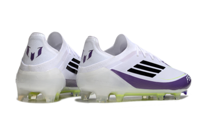 Men's Messi x Adidas F50 Elite FG Football Boots - White/Black/Purple