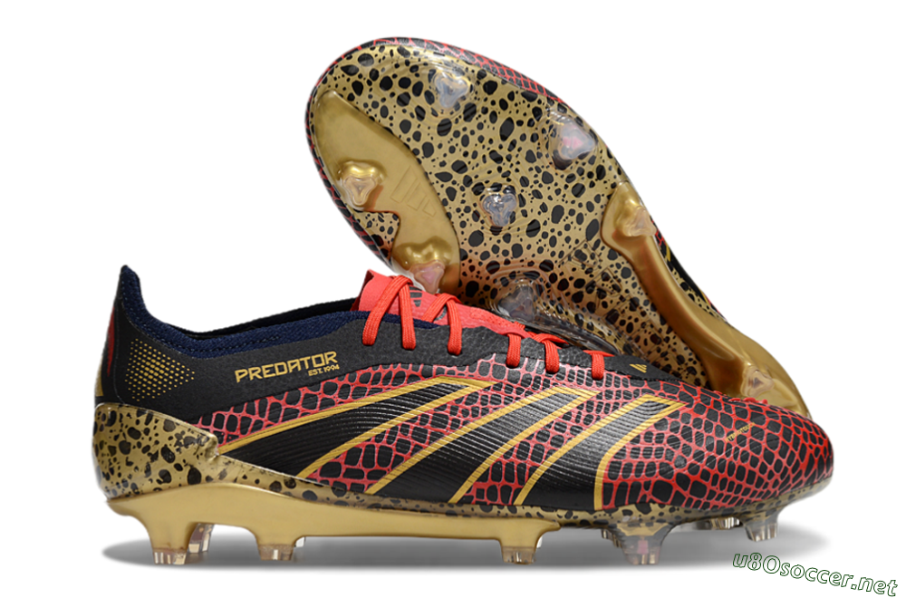 Men's Adidas Predator Elite FG Football Boots - Black/Red/Gold 2