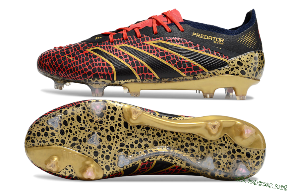 Men's Adidas Predator Elite FG Football Boots - Black/Red/Gold 1