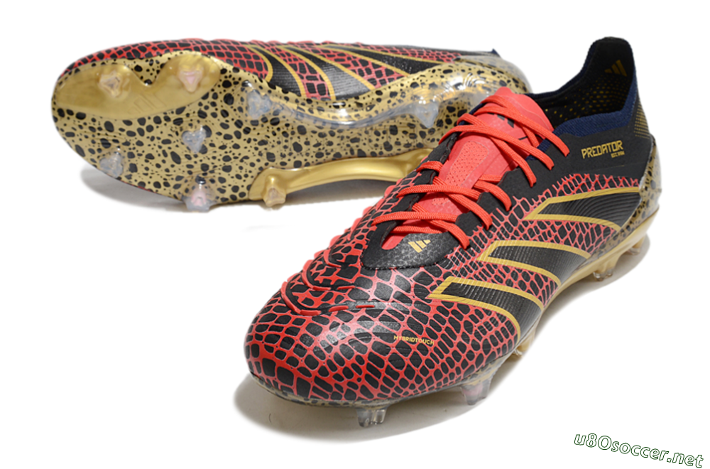 Men's Adidas Predator Elite FG Football Boots - Black/Red/Gold 3