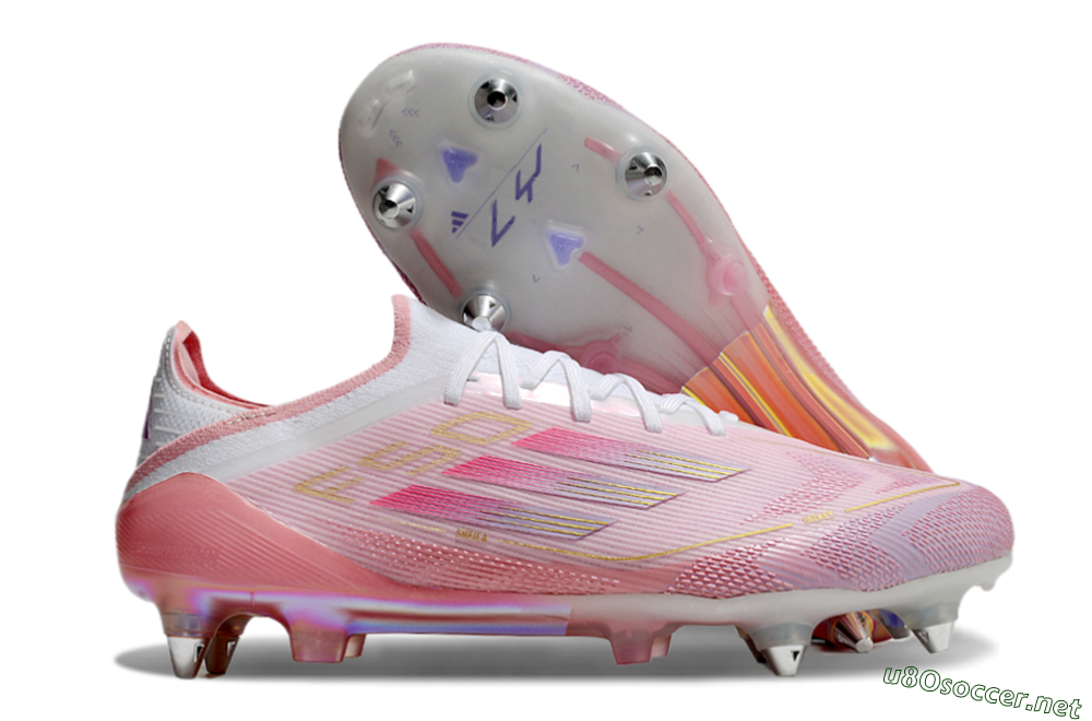 Men's Adidas F50 304 Elite SG Football Boots - Pink/White/Gold 2
