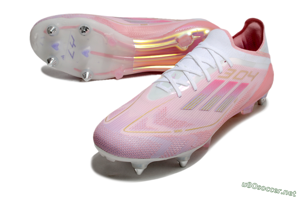 Men's Adidas F50 304 Elite SG Football Boots - Pink/White/Gold 3