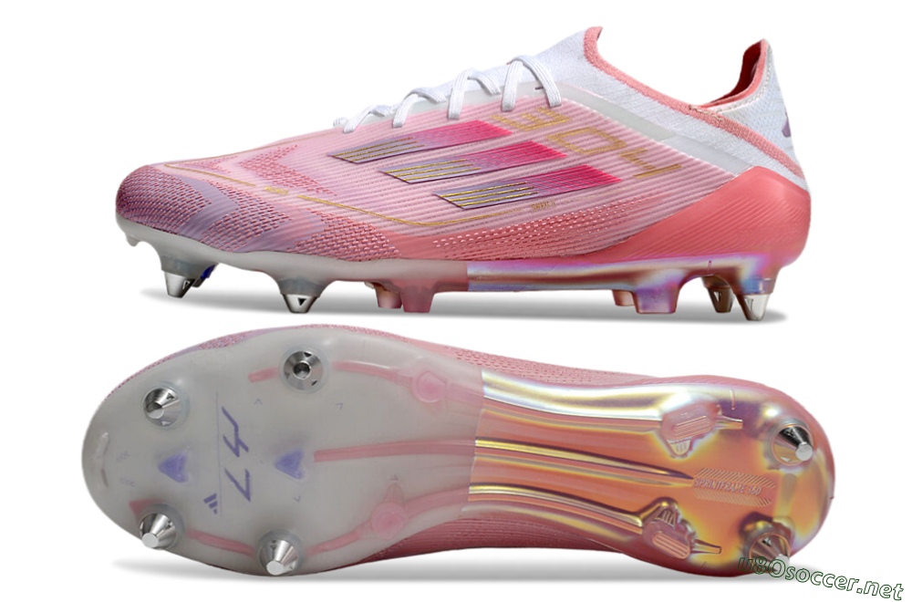 Men's Adidas F50 304 Elite SG Football Boots - Pink/White/Gold 1