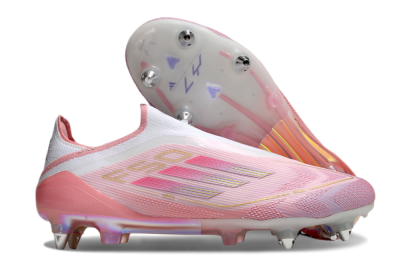 Men's Adidas F50 304 Elite Laceless SG Football Boots - Pink/White/Gold