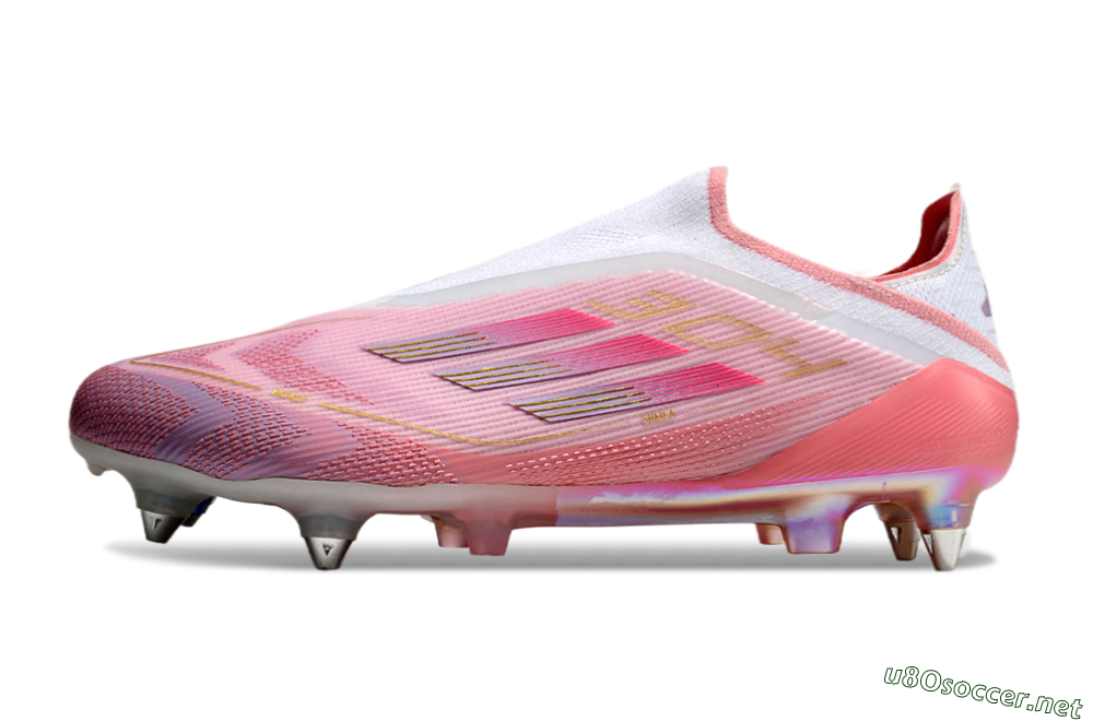 Men's Adidas F50 304 Elite Laceless SG Football Boots - Pink/White/Gold 0