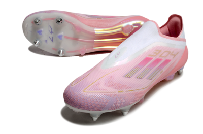 Men's Adidas F50 304 Elite Laceless SG Football Boots - Pink/White/Gold