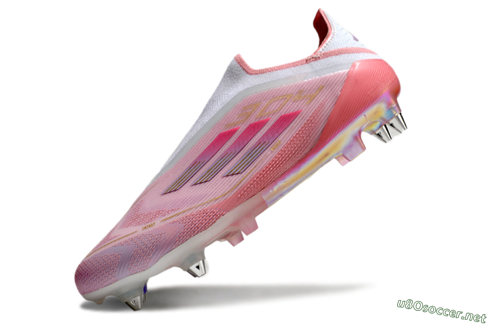 Men's Adidas F50 304 Elite Laceless SG Football Boots - Pink/White/Gold 5