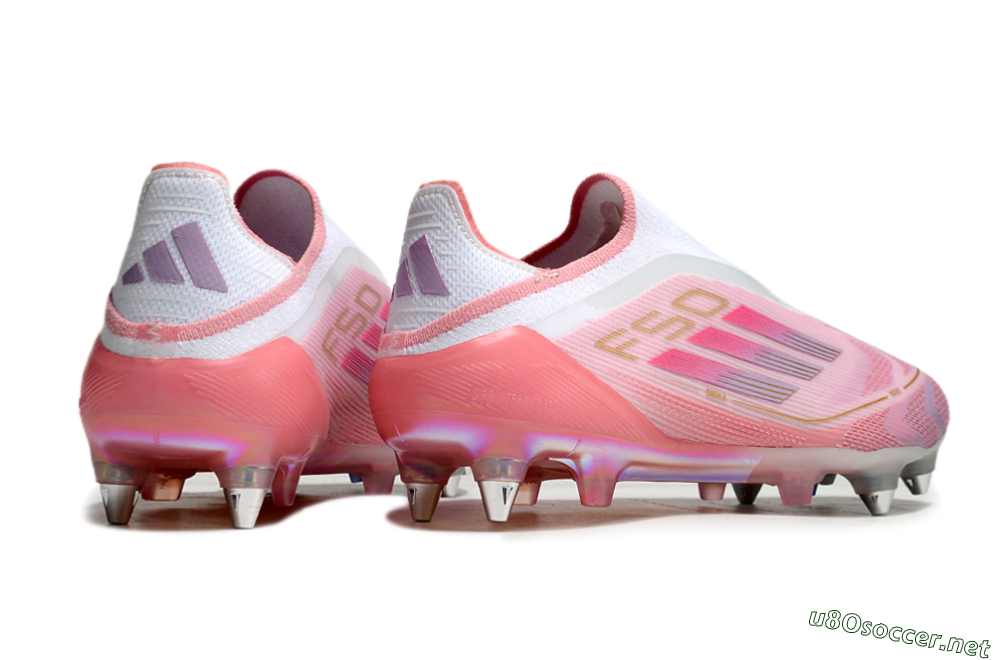 Men's Adidas F50 304 Elite Laceless SG Football Boots - Pink/White/Gold 6