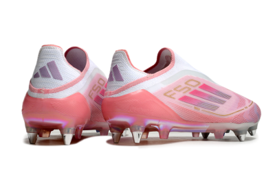 Men's Adidas F50 304 Elite Laceless SG Football Boots - Pink/White/Gold