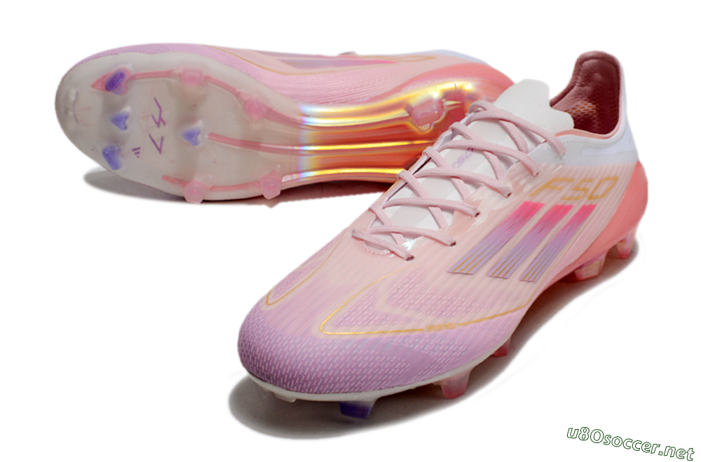 Men's Adidas F50 Elite FG Football Boots - Pink/White/Gold 3