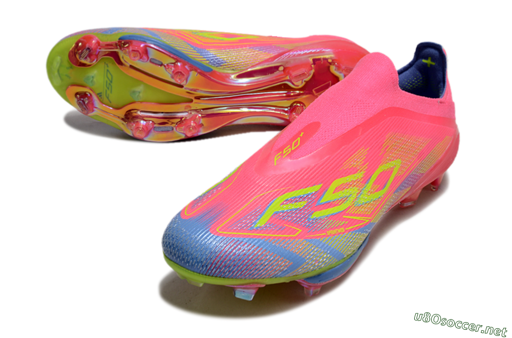 Men's didas F50+ Elite Lightstrike Pro Laceless FG Football Boots - Red/Yellow/Blue 3
