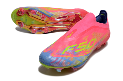 Men's didas F50+ Elite Lightstrike Pro Laceless FG Football Boots - Red/Yellow/Blue