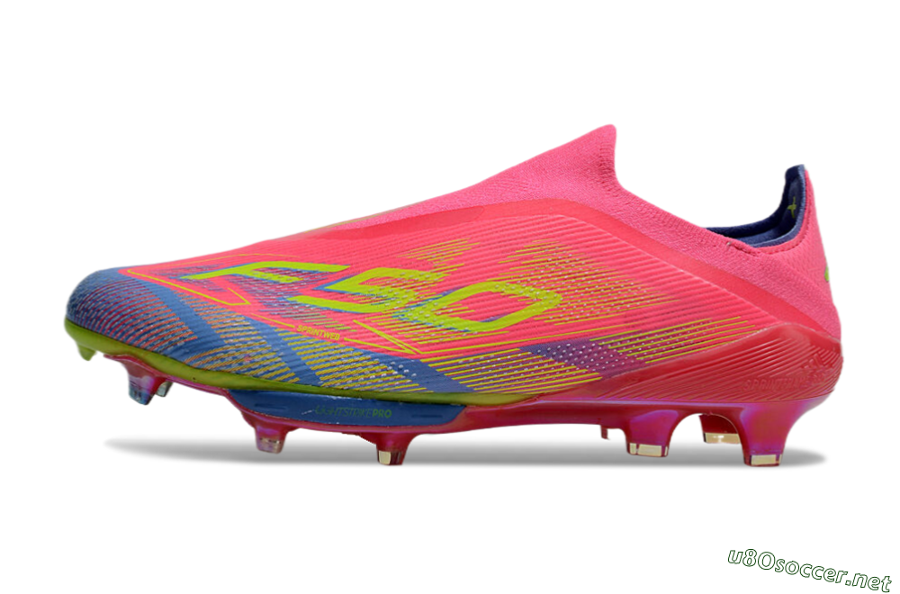 Men's didas F50+ Elite Lightstrike Pro Laceless FG Football Boots - Red/Yellow/Blue 0