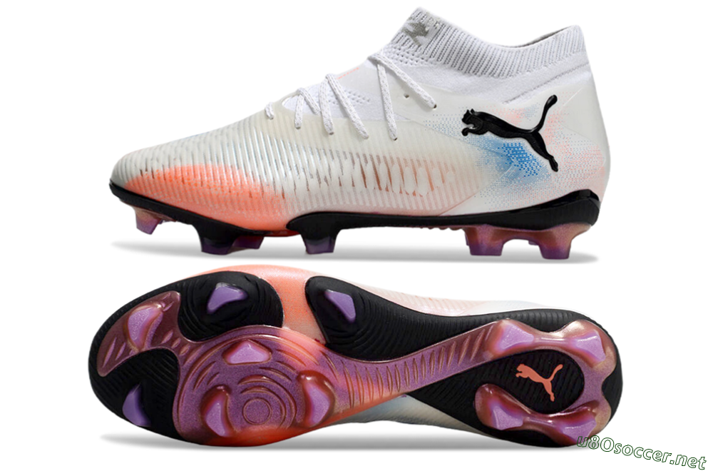 Men's Puma Future 8 Ultimate FG Football Boots - White/Pink/Blue 1