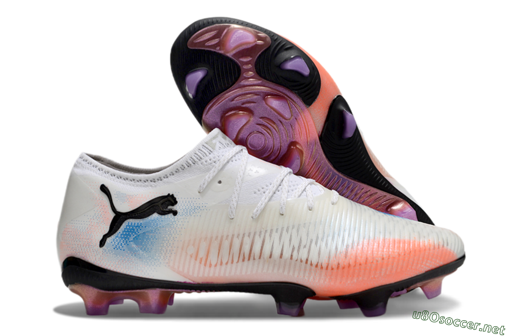 Men's Puma Future 8 Ultimate FG Football Boots - White/Pink/Blue 2