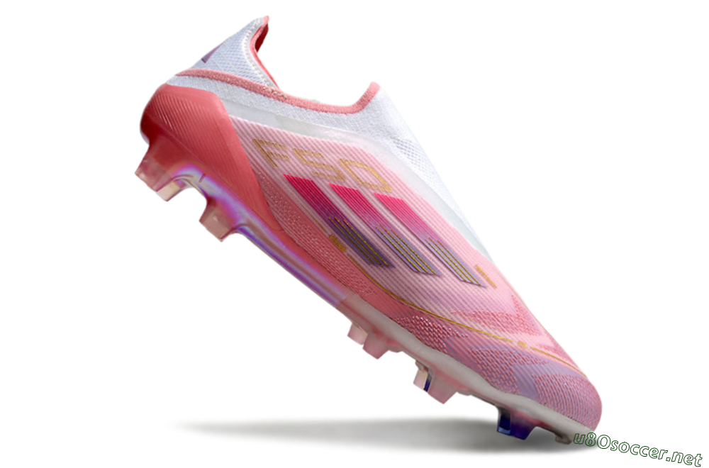 Men's Adidas F50 Elite Laceless FG Football Boots - White/Pink/Gold 3