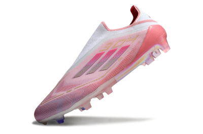 Men's Adidas F50 Elite Laceless FG Football Boots - White/Pink/Gold