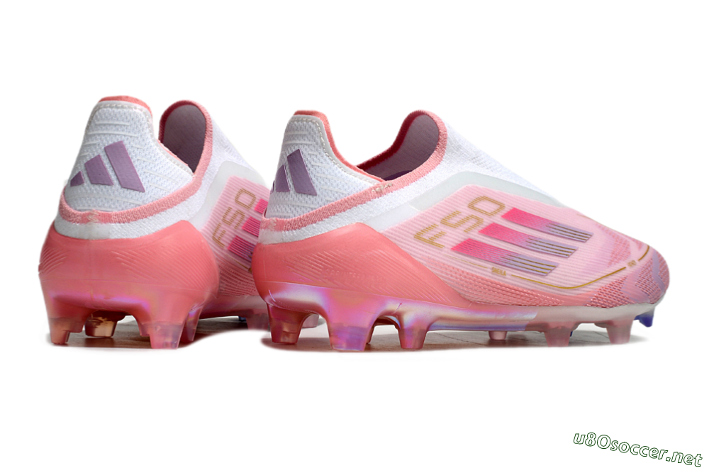 Men's Adidas F50 Elite Laceless FG Football Boots - White/Pink/Gold 5