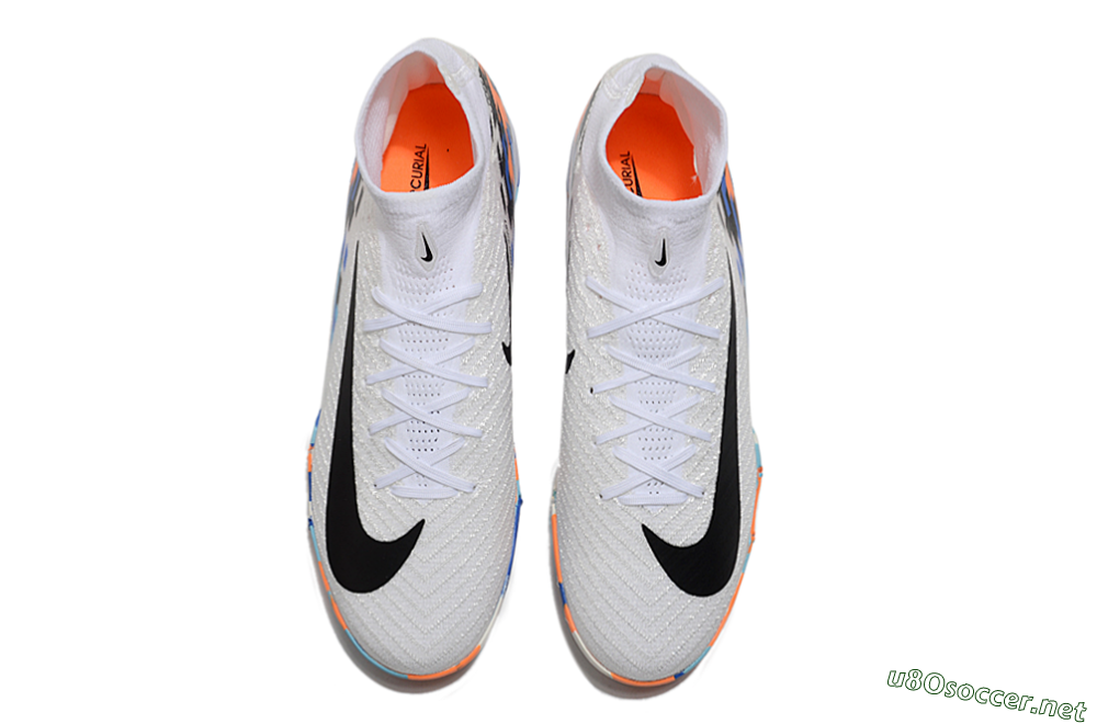 Unisex Nike Air Zoom Mercurial Superfly 10 Elite TF Football Shoes - White/Blue/Orange 4