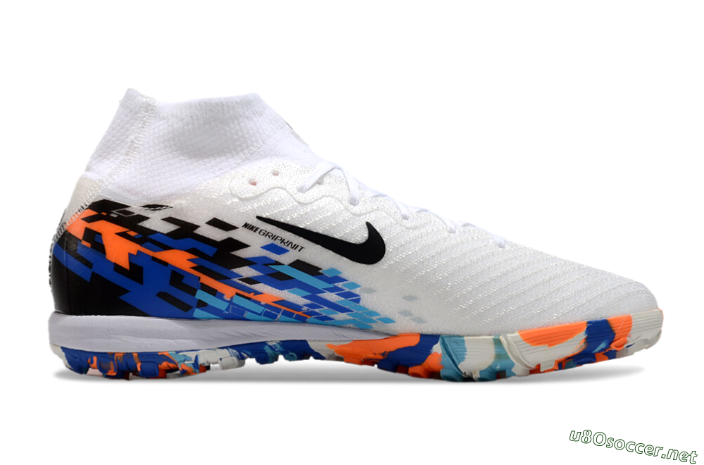 Unisex Nike Air Zoom Mercurial Superfly 10 Elite TF Football Shoes - White/Blue/Orange 7