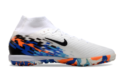 Unisex Nike Air Zoom Mercurial Superfly 10 Elite TF Football Shoes - White/Blue/Orange
