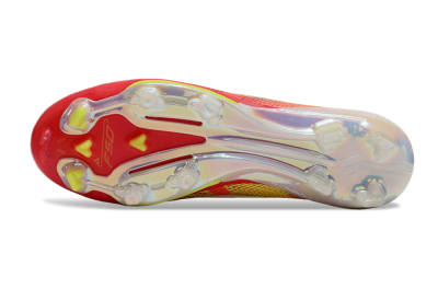 Unisex Adidas F50+ Elite Lightstrike Pro Laceless FG Football Boots - White/Red/Yellow
