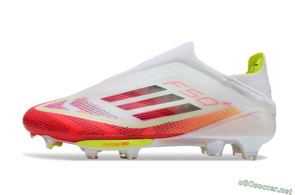 Unisex Adidas F50+ Elite Lightstrike Pro Laceless FG Football Boots - White/Red/Yellow 0