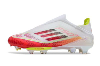 Unisex Adidas F50+ Elite Lightstrike Pro Laceless FG Football Boots - White/Red/Yellow