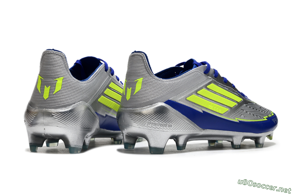 Men's Messi x Adidas F50 Elite FG Football Boots - Silver/Yellow/Blue 6