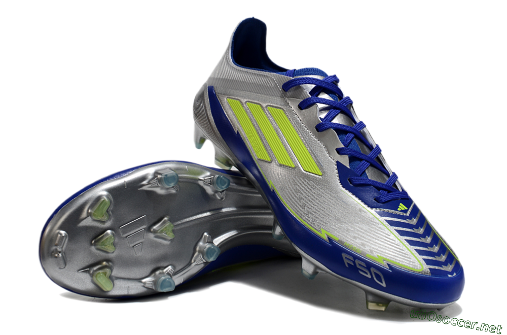 Men's Messi x Adidas F50 Elite FG Football Boots - Silver/Yellow/Blue 3
