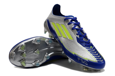 Men's Messi x Adidas F50 Elite FG Football Boots - Silver/Yellow/Blue