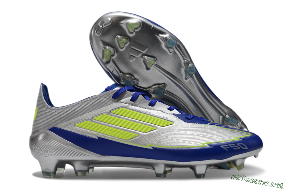 Men's Messi x Adidas F50 Elite FG Football Boots - Silver/Yellow/Blue 2