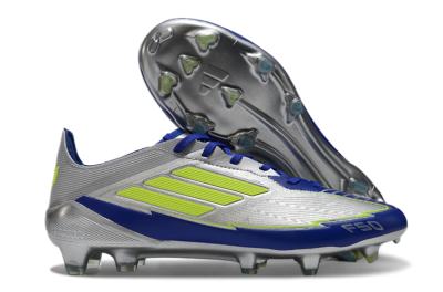 Men's Messi x Adidas F50 Elite FG Football Boots - Silver/Yellow/Blue