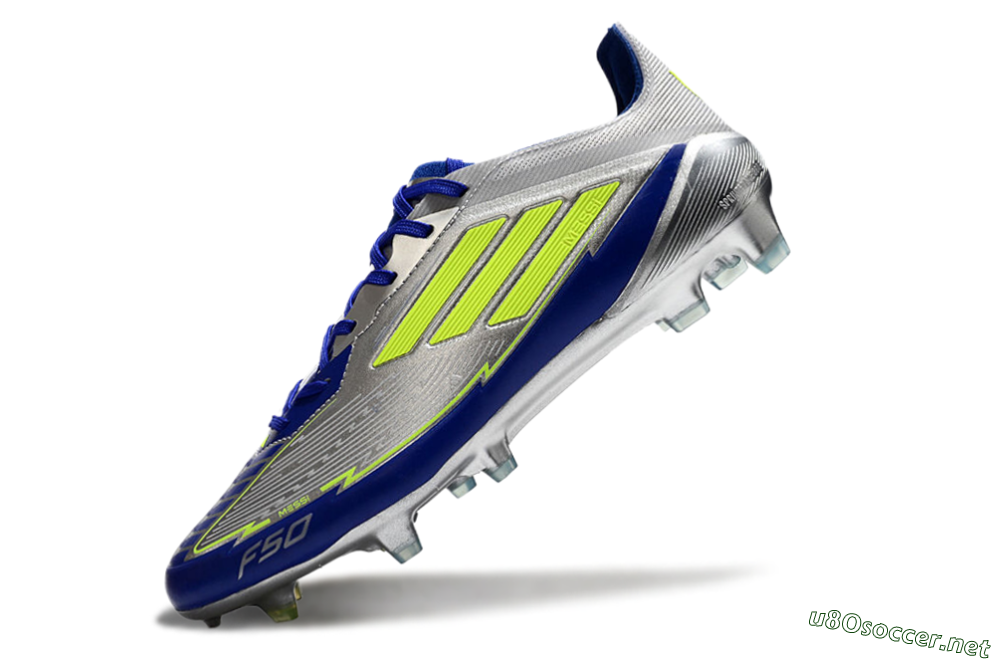 Men's Messi x Adidas F50 Elite FG Football Boots - Silver/Yellow/Blue 5