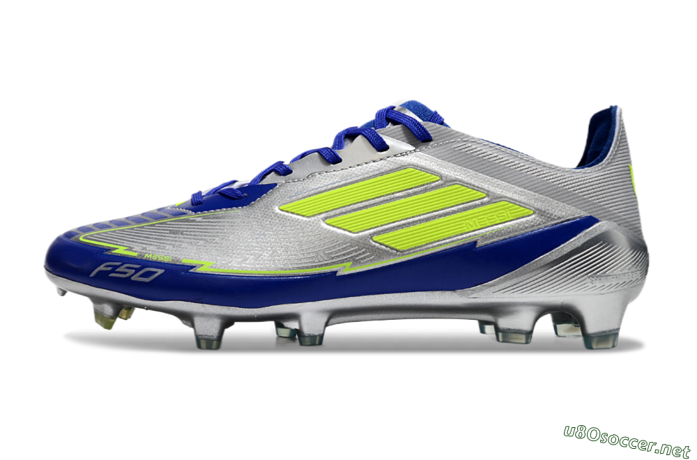 Men's Messi x Adidas F50 Elite FG Football Boots - Silver/Yellow/Blue 0