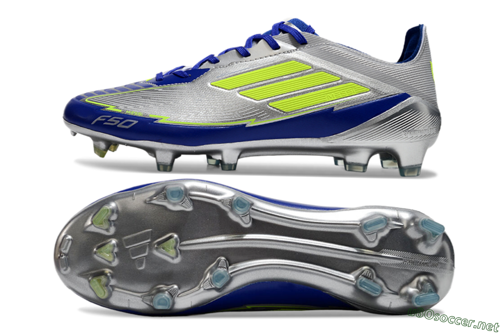 Men's Messi x Adidas F50 Elite FG Football Boots - Silver/Yellow/Blue 1