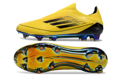 Men's Adidas F50 Elite Laceless FG Football Boots - Yellow/Black/Gold